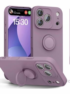 iPhone 17 pro max Purple magnetic Ring Grip Silicone Phone Case